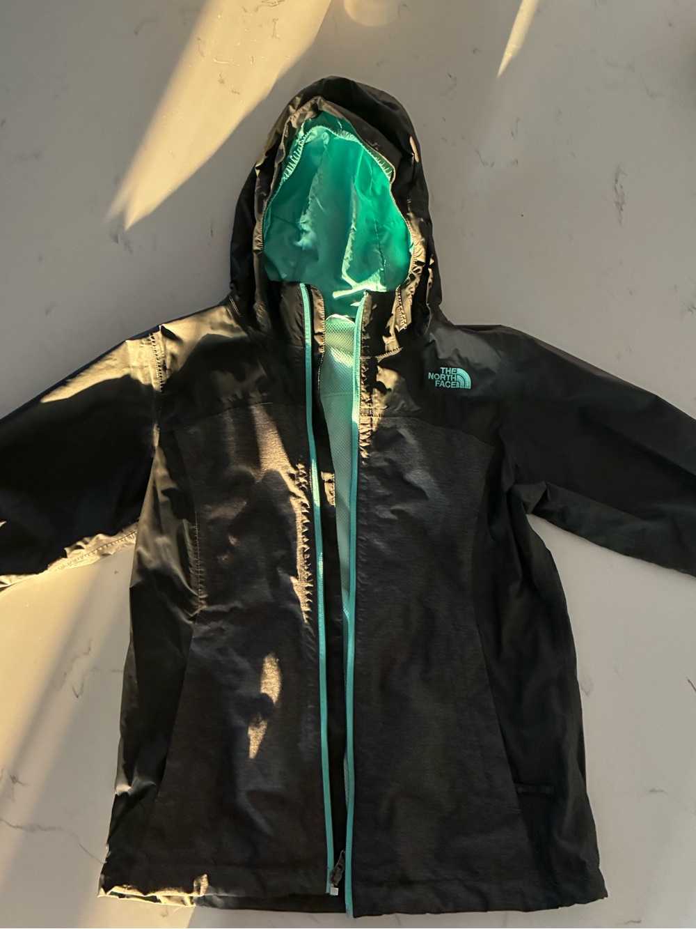 The North Face Black Shell Jacket with Teal Interior